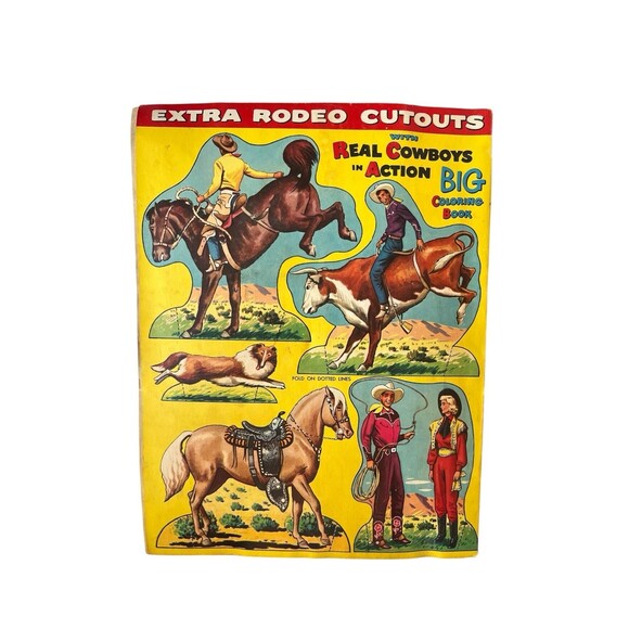 Real Cowboys In Action Big Coloring Book 1958 Merrill Company Printed USA READ - Picture 2 of 6